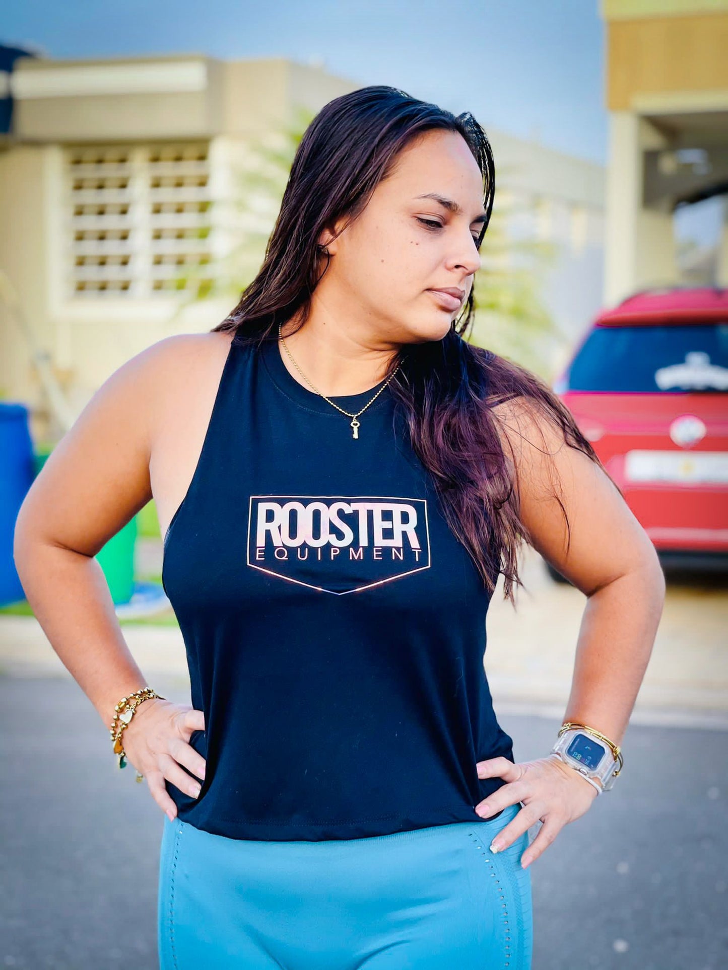 Rooster Crop Tank Black