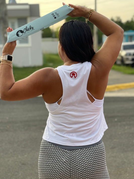 Rooster Crop Tank White