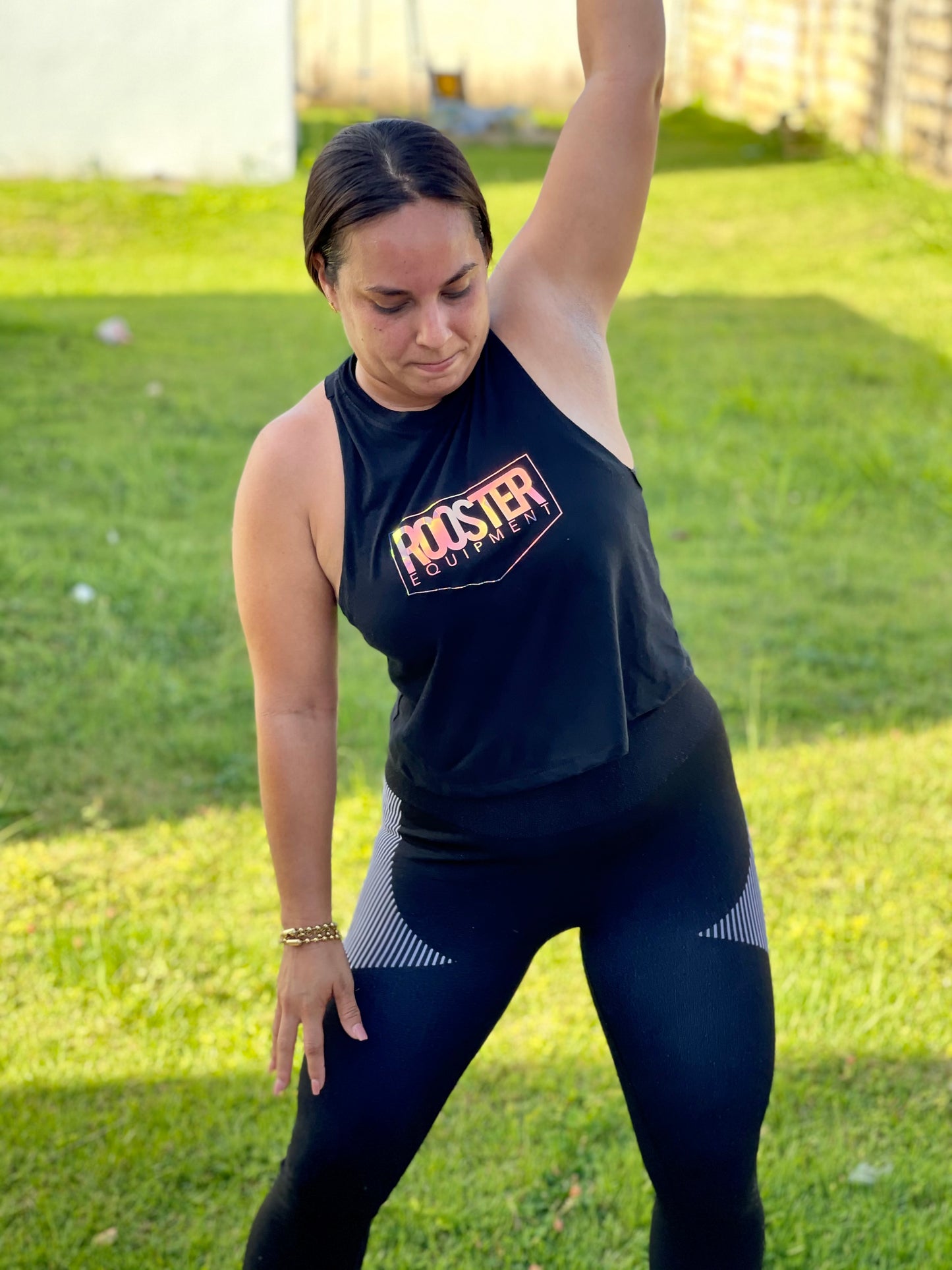 Rooster Crop Tank Black