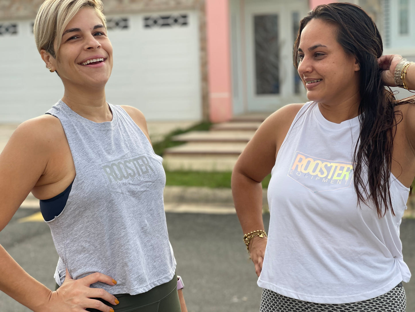 Rooster Crop Tank Grey