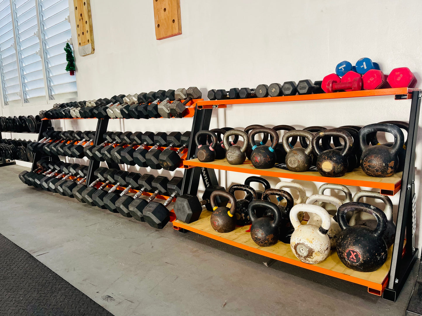 Dumbbells, Kettlebells, SlamBalls Rack