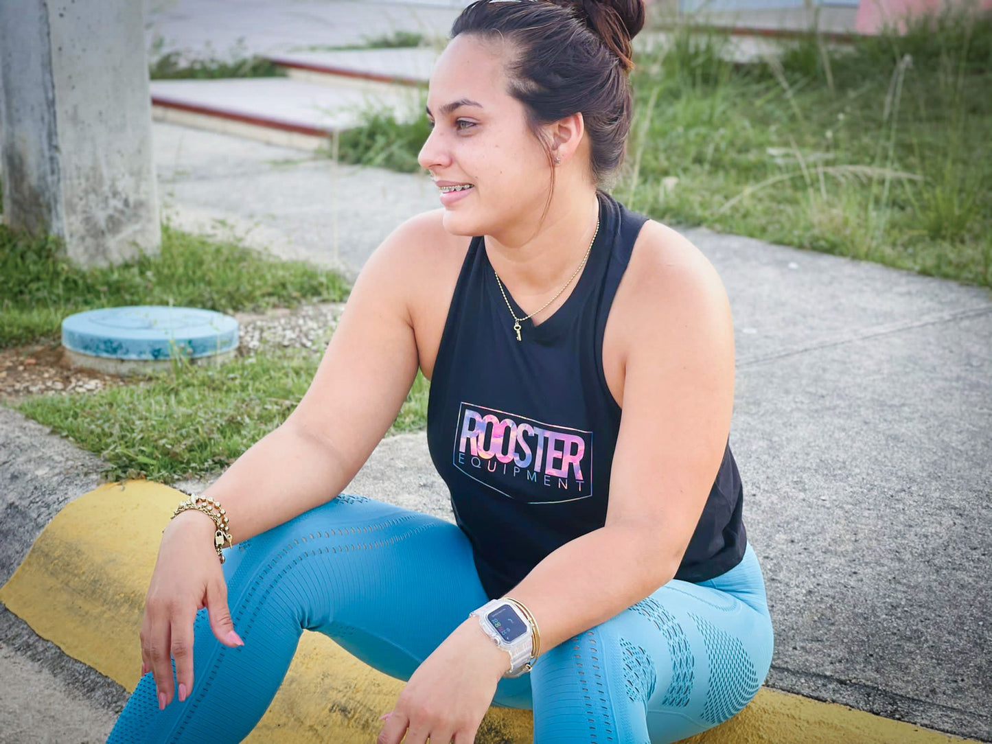 Rooster Crop Tank Black