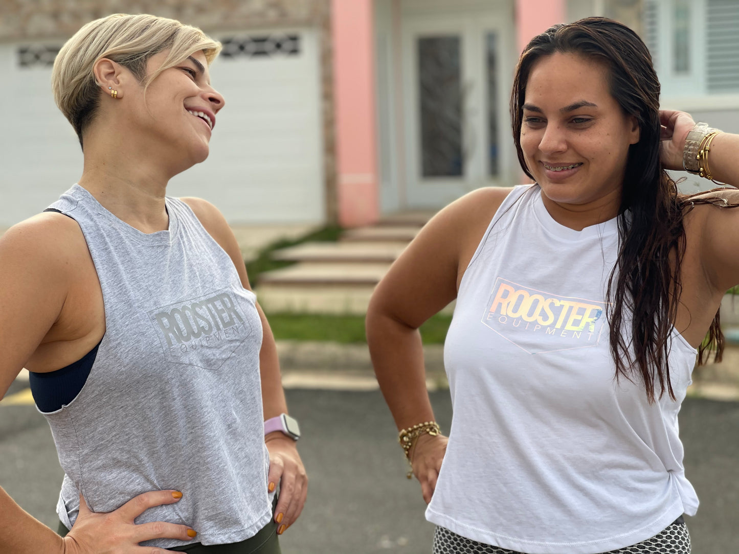 Rooster Crop Tank White